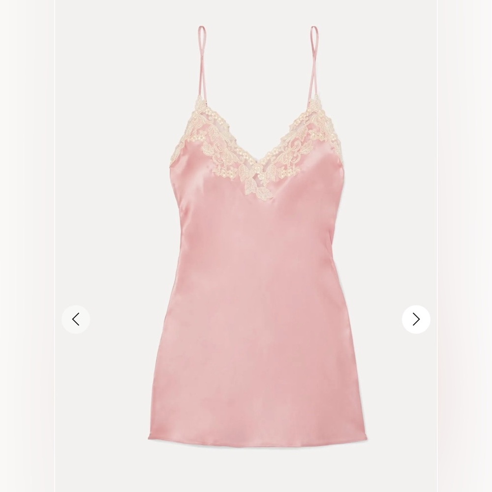 La Perla Maison pink silk slip dress with frastaglio (XXS, NWT)
